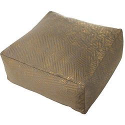 DRW Pouf in Poliestere con Disegni in Grigio e Oro 60 x 60 x 25 cm