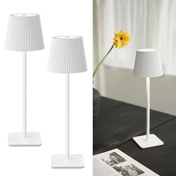 LuminexDesigns Draadloze led-tafellamp, 2 stuks, met touch control, dimbare 5200 mAh acculamp, 3 kleurtemperaturen, IP44 waterdicht, perfect voor binnen en buiten, wit
