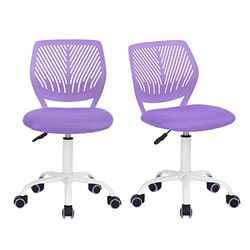 FurnitureR Lot de 2 chaises de Bureau Modernes sans Bras pour la Salle d'étude/Le Bureau à Domicile des Enfants, Chaise d'ordinateur Ergonomique réglable en Hauteur – Violet