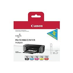 Canon PGI-72 Cartouche MBK/C/M/Y/R Multipack Noire Mat, Cyan, Magenta, Jaune, Rouge (Multipack plastique)