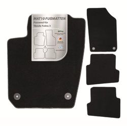 MAT10 Silver Line, Skoda Fabia III Small Car and Variant from Year of Manufacture 2014-08, Car Floor Mats, Velour Premium Quality, 4 Pieces, Black, Fit