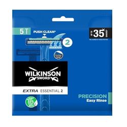 Wilkinson Sword Extra 2 Precision - 5 Maquinillas de Afeitar Desechables de 2 Hojas para Hombre, Mango Antideslizante y Botón de Limpieza