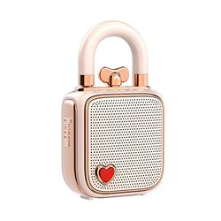 divoom Love-Lock Bluetooth-luidspreker, kleine draagbare muziekbox, draadloze stereo koppeling, retro soundbox, leuke desktopdecoratie, voor meisjes, roze