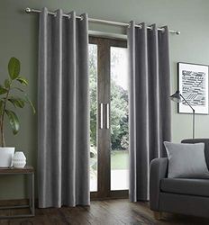 Catherine Lansfield Faux Suede Met Voering Gordijnen 66x54 Inch Grijs