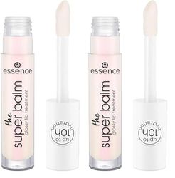 essence the SUPER BALM Glossy lip treatment Baume à lèvres n° 01 transparent, hydratant, végétalien, sans conservateur, sans paraben, sans particules de microplastique, 2 paquet (5 ml)