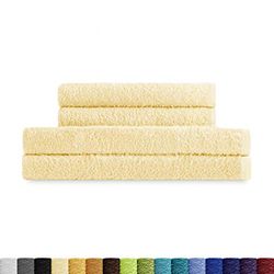 Eiffel Textile Juegos de Toallas Calidad Rizo 400 gr, Algodón Egipcio 100%, Natural, 2 Lavabo 2 Sabana, 4