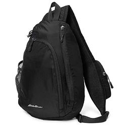 Eddie Bauer Ripstop 8l Shoulder Sling Pack with Padded Air-Mesh Adjustable Crossbody Strap Bolso de Hombro, Negro, Taille Unique Unisex Adulto