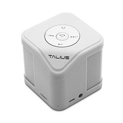 TALIUS Cube Bluetooth Speaker 3.0, SD Card, AUX Input, FM, Hands Free, White