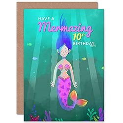 Wee Blue Coo Mermaid Pink Mermazing Birthday 10th Greetings Card