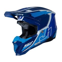 JUST1 Casco J-40 Flash Blanco/Azul, Adultos Unisex, Multicolor, Large