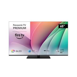 Panasonic TV-65W80AEZ, Serie W80, 65 Pollici Smart QLED 4K Ultra HD, Fire TV, Dolby Vision e Atmos, Modalità Game Plus, Controllo Vocale Alexa, Airplay, 2024, Nero