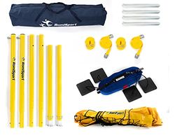 RomiSport Beachvolley - Pallone da spiaggia completo con rete + paletti + marcatura sul campo Courtline, 8,5 m, rete completa + paletti + marcatura sul campo per prato