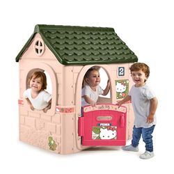 FEBER - Hello Kitty House, Casita Infantil con Puerta Abatible, Tiene Pegatinas para Decorar la Casita, Colores Resistentes a la Luz Solar, Montaje Fácil, A Partir de 2 años, Famosa (FE201000)
