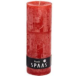 Spaas Rustic Unscented Pillar Candle 68/190 mm, 95 Hours, Red