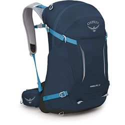 Osprey Hikelite Mochilas de senderismo unisex - Ligera - Suspensión AirSpeed - Cubierta para lluvia incluida, Atlas Blue, M/L, 28 L