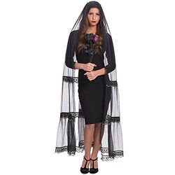 Carnival Toys 29049 Cape/Foulard en maglino, Noir/Transparent, Taille Unique