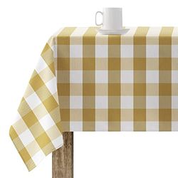 BELUM,Resinated Tablecloth Stain Resistant Mustard Paintings, Tablecloth Vichy Squares Size; 100x140 cm, Tablecloth Vichy Mustard, Tablecloth Fabric 100% Organic Cotton