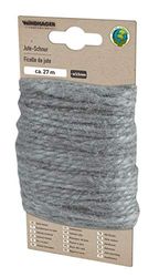 Windhager Cuerda Decorativa de Yute, Eco, Cuerda de jardín, Cuerda de Manualidades, Cuerda Decorativa, Cuerda de cáñamo, Cinta de Yute, Cinta de 27 m, diámetro de 3,5 mm, Gris 07072