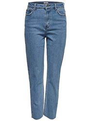 ONLY Onlemily HW Cropped Enkeljeans voor dames, straight fit, blauw (light blue denim), 26W x 30L