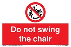 Panneau « Do not swing the chair » - 75 x 50 mm - A8L
