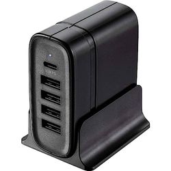 VOLTCRAFT VC-11374045 - Cargador USB para enchufe de pared, corriente de salida (máx. 4400 mA, 5 puertos USB, USB-C™ hembra USB Power