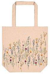 moses. Borsa shopper in cotone bio con motivo floreale, pratica come borsa per la spesa e il tempo libero., Cotone biologico., Prato floreale., Crema
