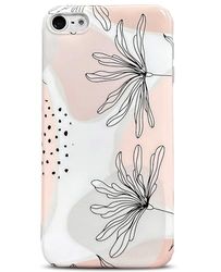 J.West Coque pour iPod Touch 7, iPod Touch 6 et 5, Coque Souple Bohême avec Motif Floral, Coque Moderne en Silicone Mince, Coque de Pare-Chocs en Silicone Geo Line Plant Flowers Case pour iPod