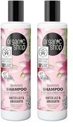 Organic Shop Shining Shampoo for Colored Hair Water Lily and Amaranth, 280 ml (Pack of 2)