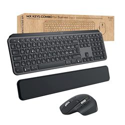 Logitech MX Keys Combo for Business | Gen 2, Tastiera e Mouse Wireless Full Size, con Poggiapolsi, Bluetooth , Logi Bolt, Clic Silenziosi, Windows/Mac/Chrome/Linux, Italiano QWERTY - Grigio