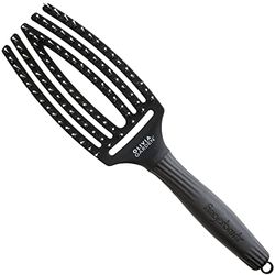 Olivia Garden Fingerbrush Care Iconic - Medium - Noir - Brosse Démêlante en Poils de Sanglier & Nylon pour Cheveux Sains et Brillants