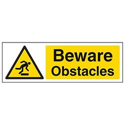 VSafety 'Beware Hinstacles' skylt, landskap, (paket med 3), 300mm x 100mm, 3