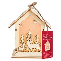 Create Christmas Wooden LED Shadow Box House,2 Stags, Seasonal Craft Accessories, Decorative, Home,Cool Light, Room Decor, Hanging Ornaments