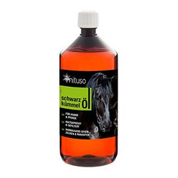 Mituso Huile de Cumin Noir pour Chiens/Chevaux, Pressée à Froid/100% Pure pour Soins Naturels du Pelage 1 L