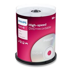 Philips Dvd + R De 4,7 Gb / 120 Min/16 x frasco (100 Disc)