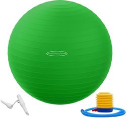 BalanceFrom Anti-burst en slipbestendige oefenbal, yogabal, fitnessbal, geboortebal met snelpomp, 2 lb capaciteit (58-65 cm, L, groen)