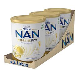 Nan Nestlé Supremepro 1 Leche de Inicio en Polvo para Bebés (desde el Primer Día), 3 x 800g