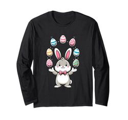 Divertente adorabile coniglietto pasquale giocoleria uova colorate bambini ragazzi Maglia a Manica
