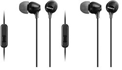Sony Mdr-Ex15Ap - Cuffie In-Ear Con Microfono, Auricolari In Silicone, Nero, Senza fili (Confezione da 2)