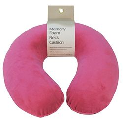 Aidapt Hot Pink Super Soft Velour Luxury Firm Memory Foam Neck Support Cushion (Travelling,TV,Reading) (Eligible for VAT relief in the UK)