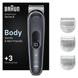 Braun Scheerapparaat, Body Groomer 3 Voor Lichaan, Manscaping Tool Voor Mannen, Lichaamsverzorging & Ontharing Met Skinshield Technologie, Levenslang Scherp Metalen Mes, BG3350, Zwart/Grijs, Cadeau