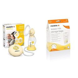 Medela Extractor De Leche Eléctrico Individual Swing Flex Diseño Compacto + Pack De Bolsas De Almacenamiento De Leche Materna De 180 Ml Paquete De 50 Bolsas De Recogida De Leche Materna