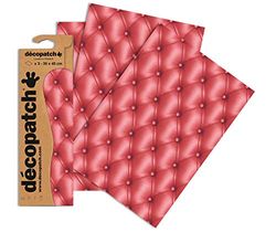 Decopatch C605O - 1 BUSTA da 3 fogli di carta stampata 30x40 cm, Imbottitura rossa
