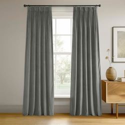 HPD Half Price Drapes Velvet Blackout Curtains/Drapes - 120 Inches Long 1 Panel Blackout Curtain Signature Pleated For Living Room & Bedroom - 25W X 120L, Silver Grey