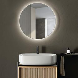 Talos Espejo de baño LED Redondo CESA Shine en Negro Mate, diámetro de 60 cm, luz de Ambiente retroiluminada en Blanco Neutro, Apto para ambientes húmedos Gracias al Marco de Aluminio