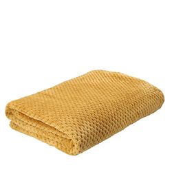 HOMLA Noah överkast 220 x 240 cm – sängöverkast sofföverkast, gosig filt – fluffig och mjuk – polyester, karamell