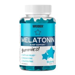 Weider Melatonin Gummies (60 Gominolas) Sabor Arándano. 1 mg de melatonina por gominola. Sin Azúcares y Sin Gluten. Ayuda contra el Jet-lag y para mejorar la calidad del sueño.