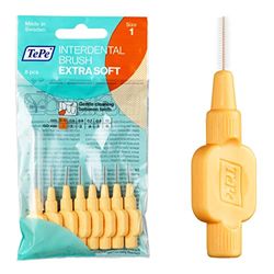 TePe Brossettes interdentaires Extra Soft - Nettoyage en douceur des espaces interdentaires - 1 x 8 brossettes - Diamètre 0,45mm - Orange