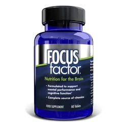 FOCUSFactor® Brain Health Formula (60ct) - Pantothenic Acid, Zinc, Iodine, Focus Factor Supplement for Brain Health, Multivitamin with B Vitamins & Vitamin A, C, D & E - with Ginkgo Biloba