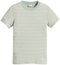 Levi's Ss Rib Baby Tee T-shirt Vrouwen, Indigo Stripe Granite Green, XXS