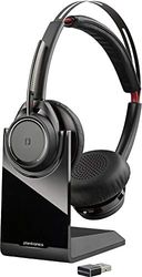 Poly - Voyager Focus UC with Charge Stand (Plantronics) - Bluetooth Dual-Ear (Stereo) Headset with Boom Mic - USB-C Compatible with PC and Mac - Active Noise Canceling - Works with Teams, Zoom & more